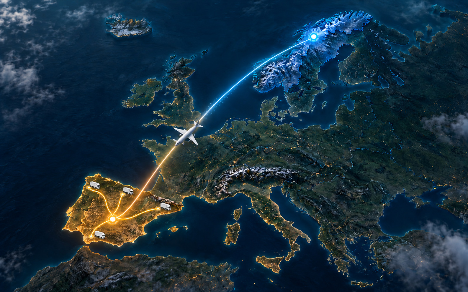 Ruta aérea desde Noruega y distribución profesional por España